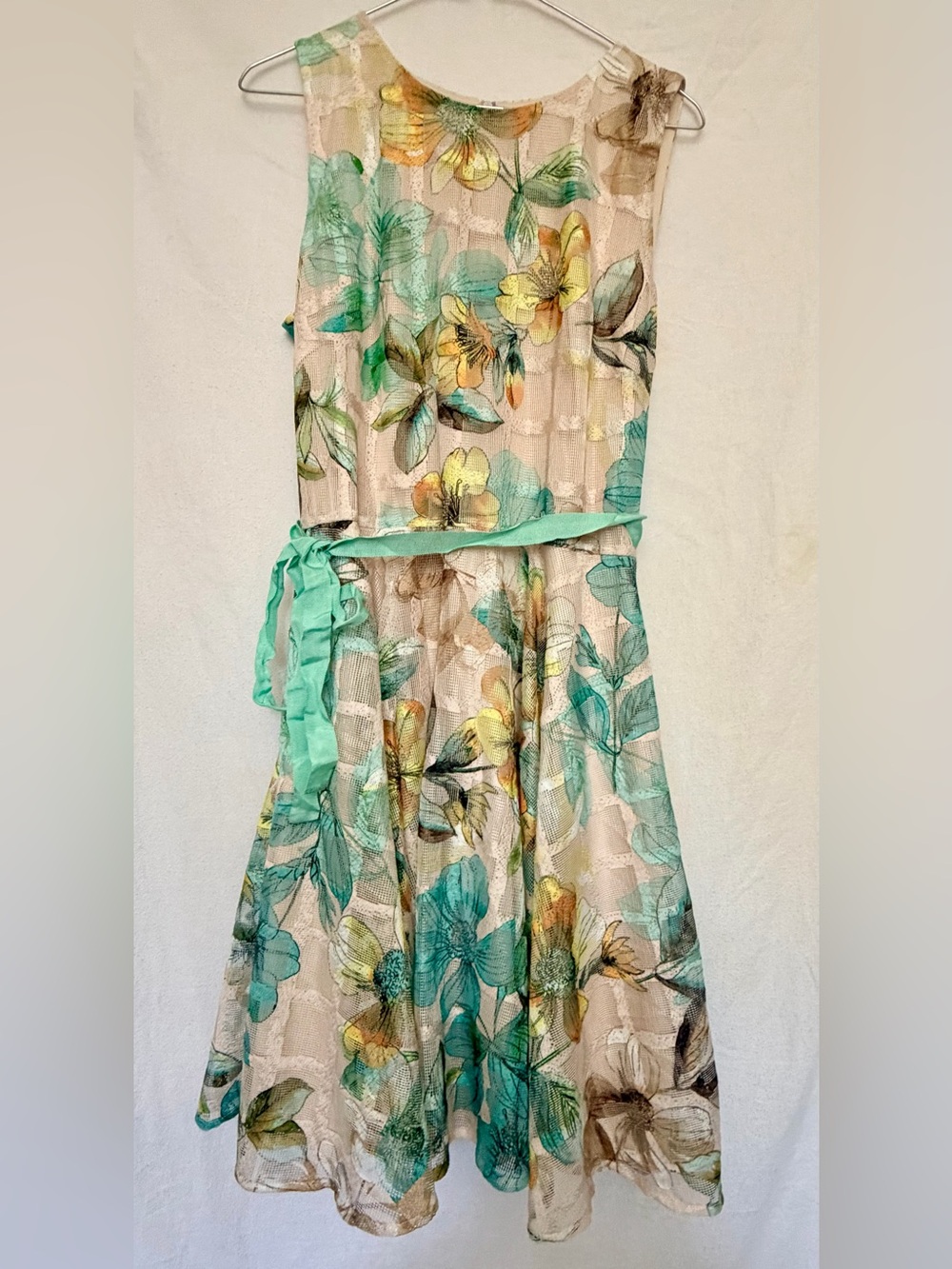 Danny & Nicole Floral Dress in Mint and Cream